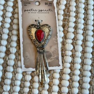 Silver and Red Heart Necklace